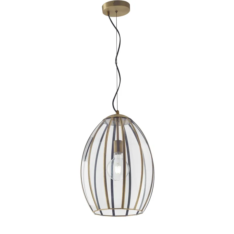 SOSPENSIONE CHESTER RASPARENTE/OTTONE 1XE27 30X30X137CM Ultimissimo Modello