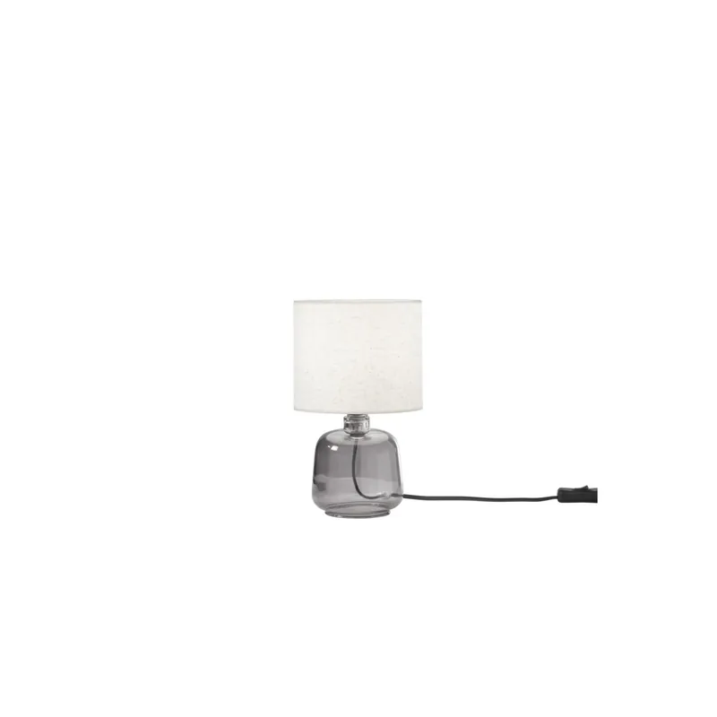 Nuova Collezione LUME EMERALD GRIGIO IN VETRO CON PARALUME IN TESSUTO 1XE14 STRUTTURA D15X25CM PARALUME D15X16CM