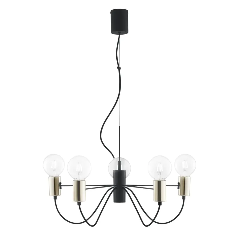 Ultima Occasione SOSPENSIONE AXON NERA/ORO 5XE27 60X7,5X143CM