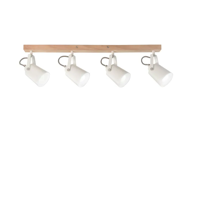 Più Venduto Applique Moderna 4 Luci E14 In Bianco ed effetto legno