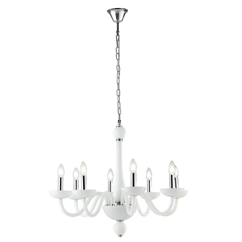 Prezzo Conveniente LAMPADARIO ALFIERE BIANCO/CROMO 8XE14 74X178CM