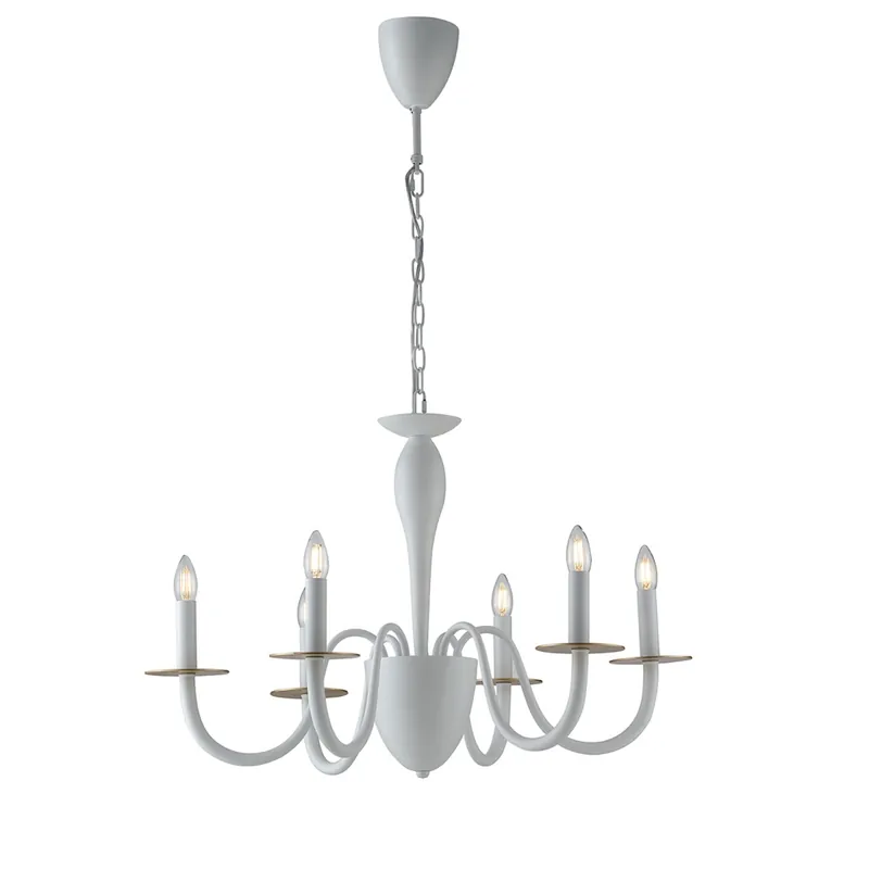 LAMPADARIO ARMSTRONG BIANCO/ORO 6XE14 78X150CM Prezzo Basso