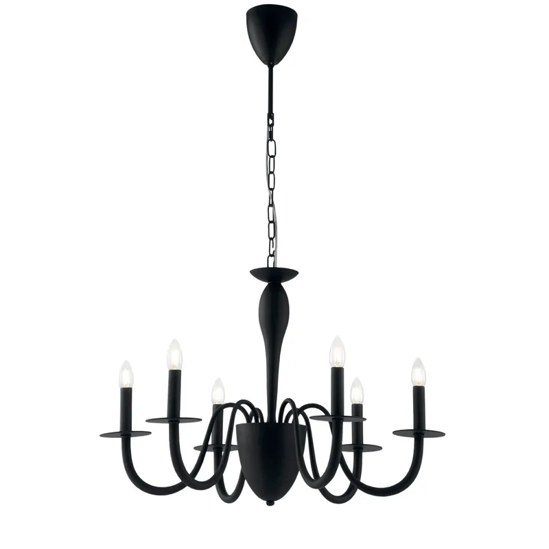 Prezzo Conveniente LAMPADARIO ARMSTRONG NERO 6XE14 78X150CM