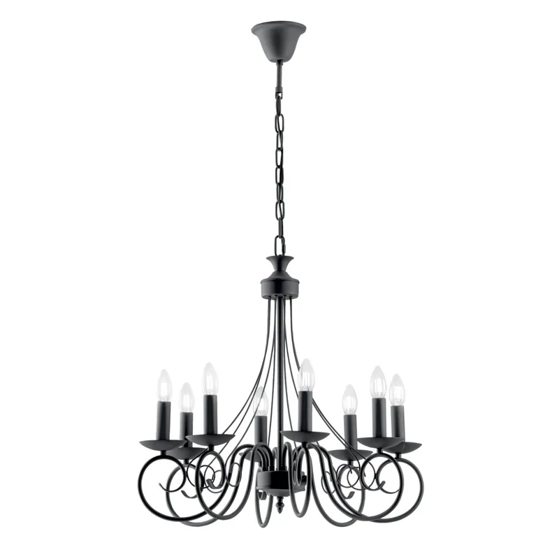 LAMPADARIO BEATRICE ANTRACITE 8XE14 63X120CM Novità