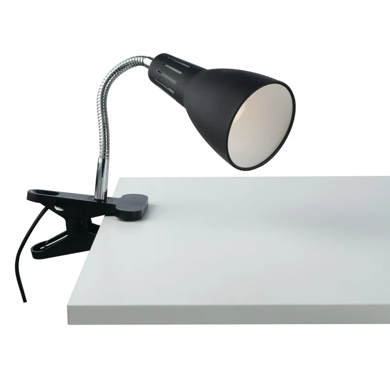 LAMPADA LOGIKO NERA CON PINZA 1XE14 11,5X7,3X36,5CM Offerta Del Giorno