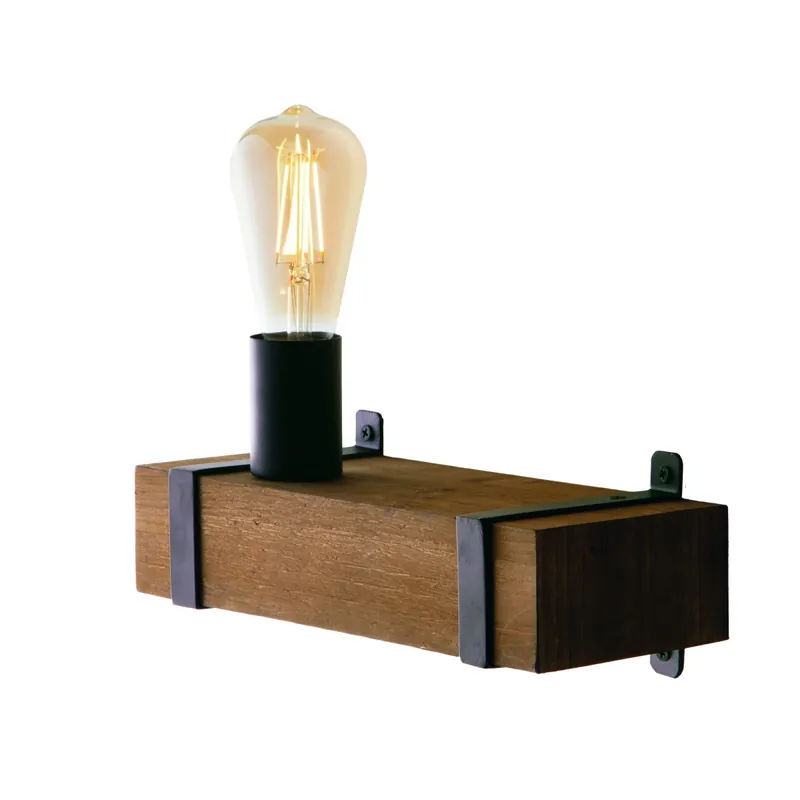 Novità Applique Moderna Nera In legno naturale E27