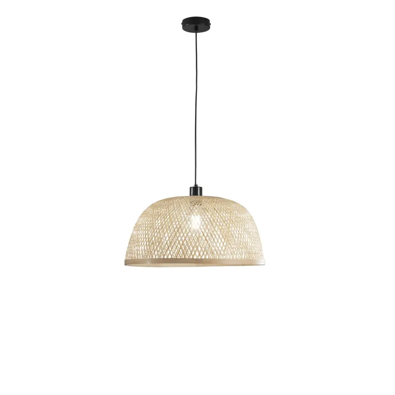 Offerta SOSPENSIONE BAMBOO IN METALLO+BAMBOO 1XE27 40W LAMP SIZE Dia48xH22CM STRUTTURA Dia48xH120CM