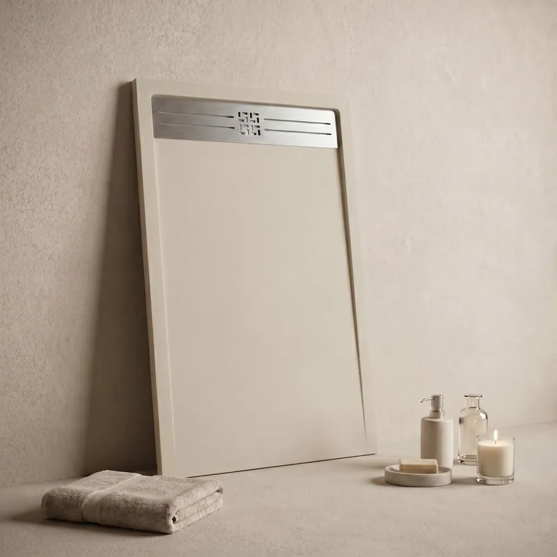 Piatto Doccia NEXUS 3cm in Marmoresina Effetto Pietra Sabbia con Griglia Inox Direttamente Dal Produttore