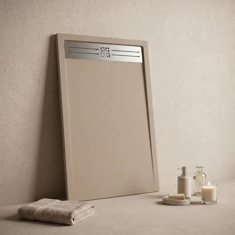 Compra Oggi Stesso Piatto Doccia NEXUS 3cm in Marmoresina Effetto Pietra Tortora con Griglia Inox