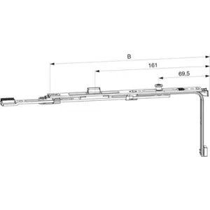 Reso Gratuito Movimento angolare MAICO Multi Matic per RS-AA prolungabile orizzontalmente lato cremonese dx con 1 fungo LBB 620-1.650 argento