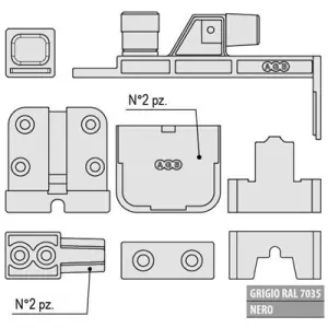 Saldi Tappini e tappi AGB modello ALZANTE SCORREVOLE kit guida superiore incasso 22x22 solo pattino posteriore per serramento in pvc finitura grigio Ral7038