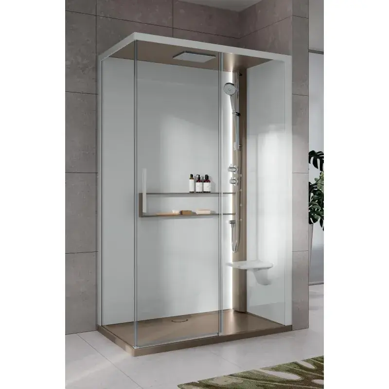 Cabine douche 120 x 80 version droite avec hydromassage plus 1 ouverture porte coulissante Novellini Glax 2 2P G222P120DT1L-1TU Offerta Lampo