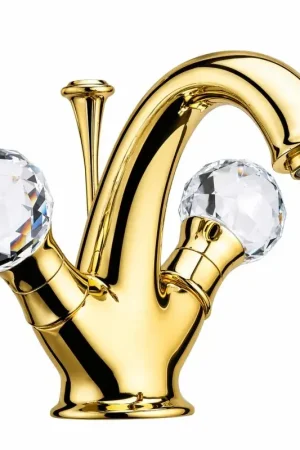 Mitigeur lavabo avec bouchon de vidange finition or Webert Viktoria D700143010 Sconto