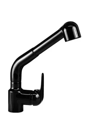 Spedito Oggi Mitigeur d‘évier de cuisine avec bec haut, douchette extractible, couleur noir brillant Gattoni Callisto 0400/PC0N