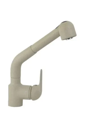 Mitigeur d‘évier de cuisine avec bec haut et douchette extractible couleur granit avoine Gattoni Callisto 0400/PCBB Saldi