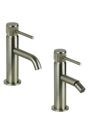 Waschtisch- und Bidetmischer-Set in gebürstetem Stahl mit Luxusgriff Gatoni Beta KITBETA1NS Must-Have