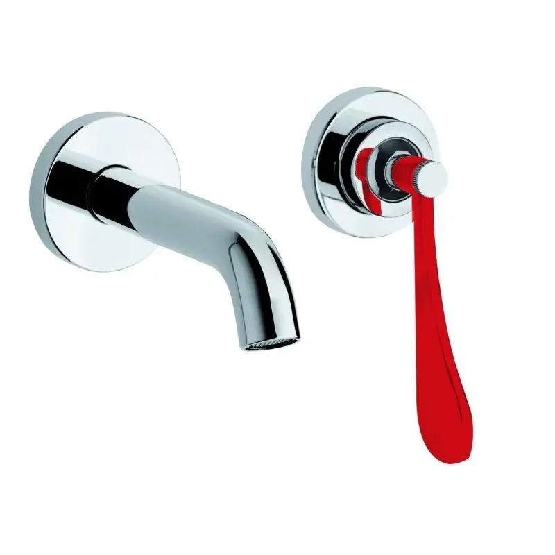 Popolare Wandmontierter Waschtischmischer mit 190 mm langem Auslauf mit rotem Hebel Mamoli Paola&TheBathroom 494700000C21