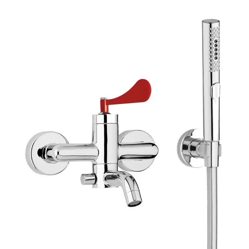 Offerta Externer Wannenmischer mit rotem Griff mit Umsteller und flexiblem Mamoli Paola&TheBathroom 1945PG110C21