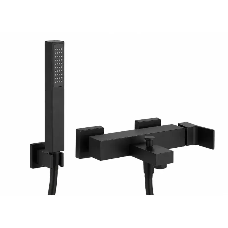 Economico Externer Wannenmischer mit mattschwarzer Handbrause Gattoni SQUARE 2500/25NO