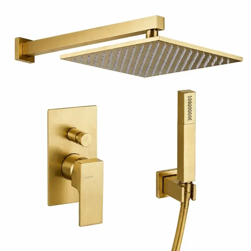 Komplettes Duschset quadratisches Modell in gebürsteter Goldfarbe Gattoni SQUARE KTQ15/PDSG Promo Stagionale