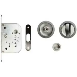 Ultimissimo Modello Kit maniglia incasso GHIDINI modello ECO per serramento con nottolino wc, ditale trascinamento e serratura in zalor cromo satinato