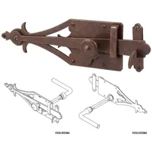 A Buon Prezzo Saltarello UTENSIL LEGNO modello FM085 sinistro per serramento con molla completo maniglia modello 311 ottone invecchiato in ferro ruggine