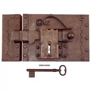 Serratura UTENSIL LEGNO modello FS195 destro da restauro entrata 100mm completa di chiave cifrata per serramento in ferro ruggine Prezzo Ridotto