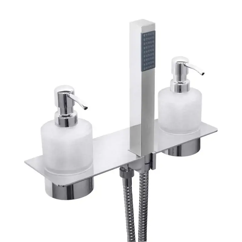 Duschset quadratisches Modell mit Wasserablauf, Handbrause und Ablage mit Spender Tecom Genius DKITDGSQ Offerta Lampo