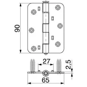 Scelto Dai Clienti Cerniera centrale MAICO diritta monoblocco distanza fori 22 (26) H 90 mm DP27 nero opaco
