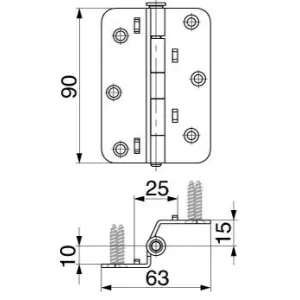 Cerniera centrale MAICO zancata monoblocco distanza fori 20 (24) H 90 mm DP25 nero opaco Affare