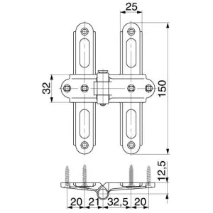 Promo Stagionale Cerniera centrale MAICO a croce monoblocco distanza fori 21-32 DP25 nero opaco