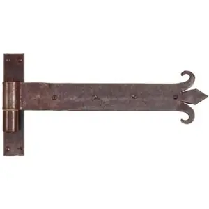 Spedizione Espresso Bandella UTENSIL LEGNO modello FF276 a giglio dritta dimensioni 400x40 occhio centrato con cardine a legno spina diametro 14 per serramento in ferro ruggine