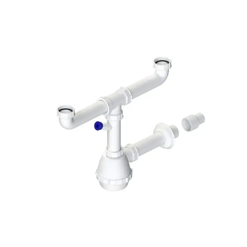 Non Perdere 2-Wege-Kolbensiphon mit Spülmaschinenanschluss und Adapter L.B. PLAST D250-AL-3