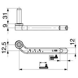 Solo Oggi Cardine MAICO monoblocco regolabile con tacca di sicurezza 15 mm monoblocco zancato 12,5 L130 SC75-115 destro nero opaco