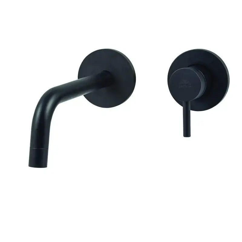 Waschtisch-Wandbatterie in Mattschwarz mit Platten Ø70 mm Paffoni Light LIG104NO70 Consegna Rapida