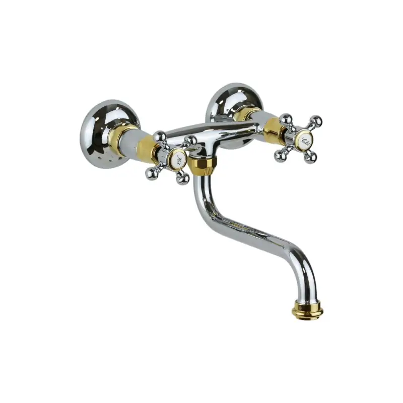 Wand-Spültischmischer mit verstellbarem Chrom-Gold-Auslauf Paffoni Belinda FBLV161CO Saldi
