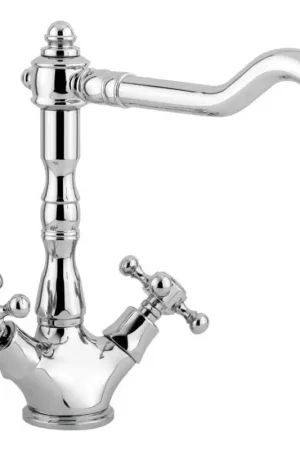 Zweihebelmischer für Küchenspüle mit verstellbarem Chrom-Gold-Auslauf Paffoni Belinda FBLV180CO Esclusivo