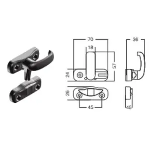 Maniglietta MAICO di chiusura con spessori di 2,5 mm completo nero opaco Soddisfatti O Rimborsati