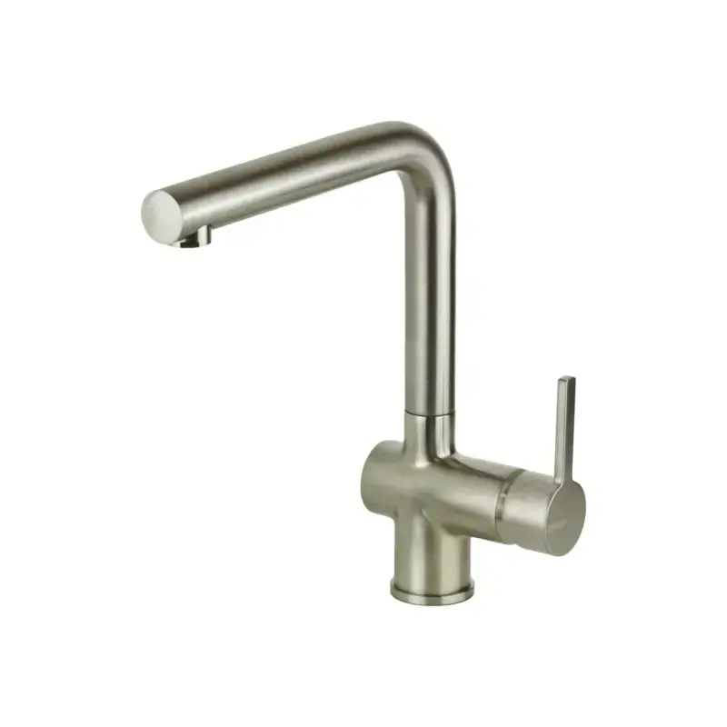 Spültischmischer mit schwenkbarem Auslauf aus gebürsteter Edelstahl Messing Gattoni PC0420.NS Economico
