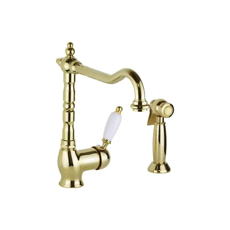 Occasione Imperdibile Spültischmischer mit goldfarbener ausziehbarer Außendusche Porta & Bini New Old 50478DO