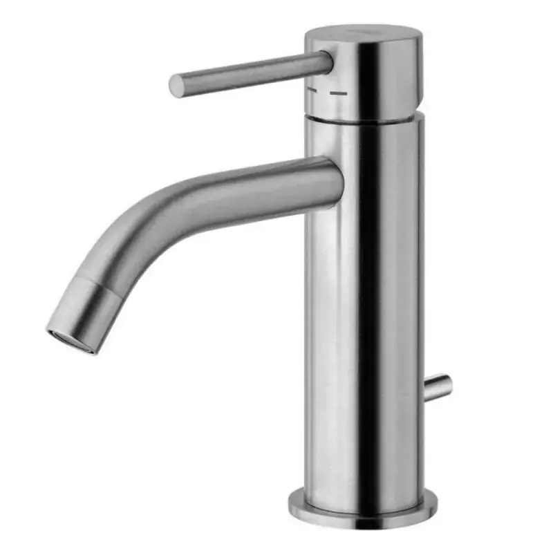 Professionale Waschtischmischer in gebürsteter Stahlfarbe mit Ablaufgarnitur 1"1/4 Paffoni Light LIG075ST