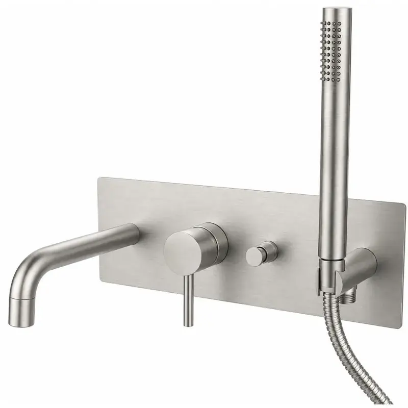 Economico Eingebauter Wannenmischer in gebürsteter Stahlfarbe Paffoni Light LIG001ST