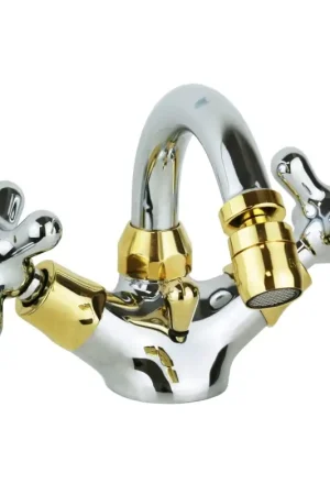 2-Griff-Bidethahn mit drehbarem Auslauf in der Farbe Chrom – Gold Paffoni Iris IRV137CO Nuovo Arrivo