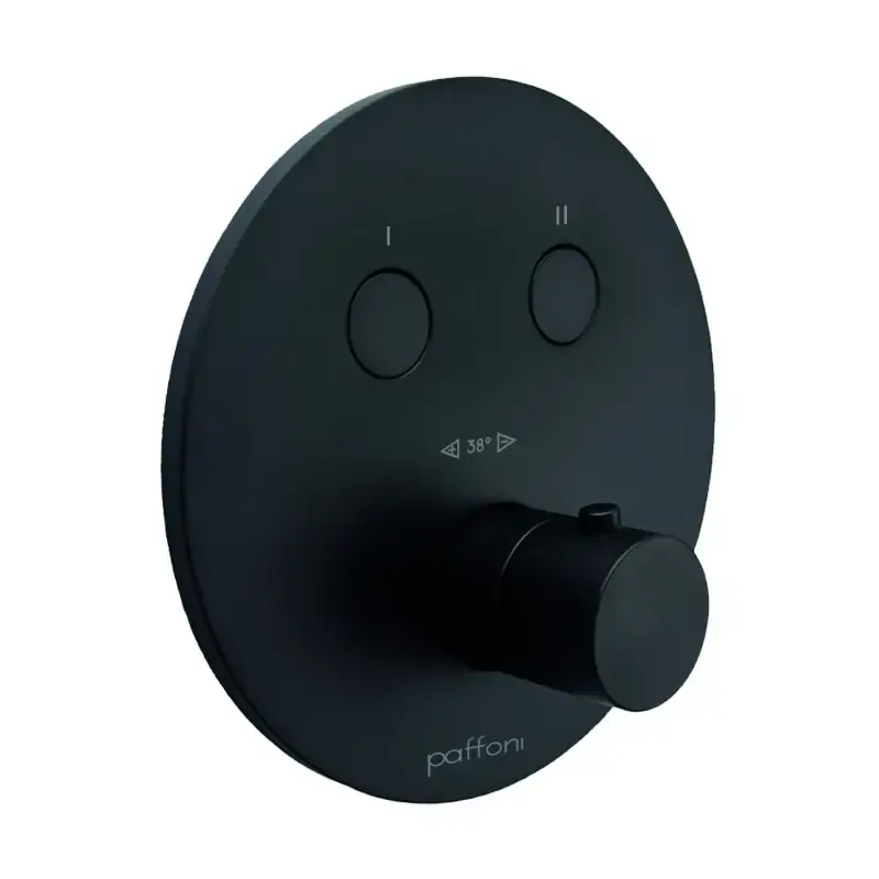 Thermostat-Außenteil für Einbaudusche mit 2 Funktionen in Mattschwarz Paffoni Compact Box CPT018NO Novità