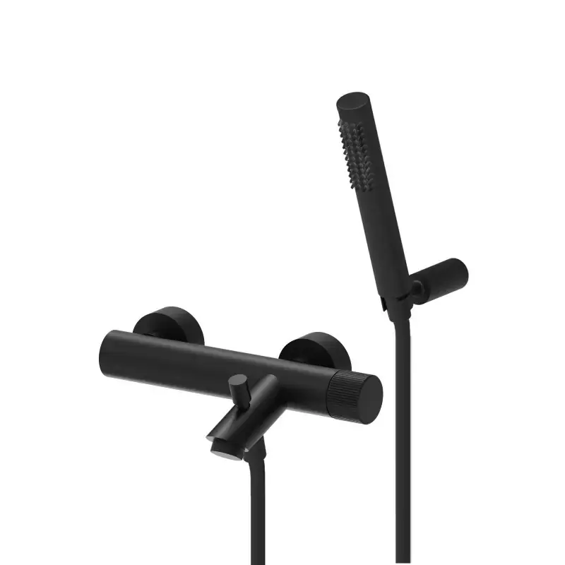 Nuovo Arrivo Mattschwarzer Wand-Wannenmischer mit wandmontiertem Gelenk-Handbrausehalter Paffoni Jo JO023NO