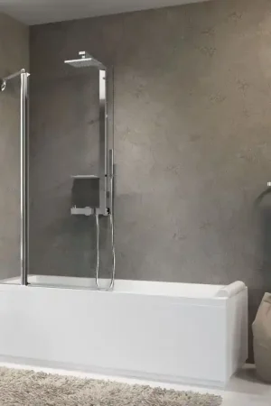 Badewannenabtrennung aus Glas, 98 x 150 cm, 1 festes Glas und 1 180° schwenkbare Tür Novellini Aurora 3 Subito Disponibile
