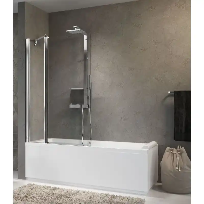 Badewannenabtrennung aus Glas, 98 x 150 cm, 1 festes Glas und 1 180° schwenkbare Tür Novellini Aurora 3 Subito Disponibile
