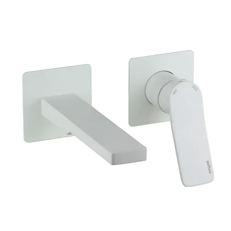 Soddisfatti O Rimborsati Wand-Waschtischmischer mit 2 mattweißen Platten, 15 cm Auslauf Paffoni TILT TI104BO70