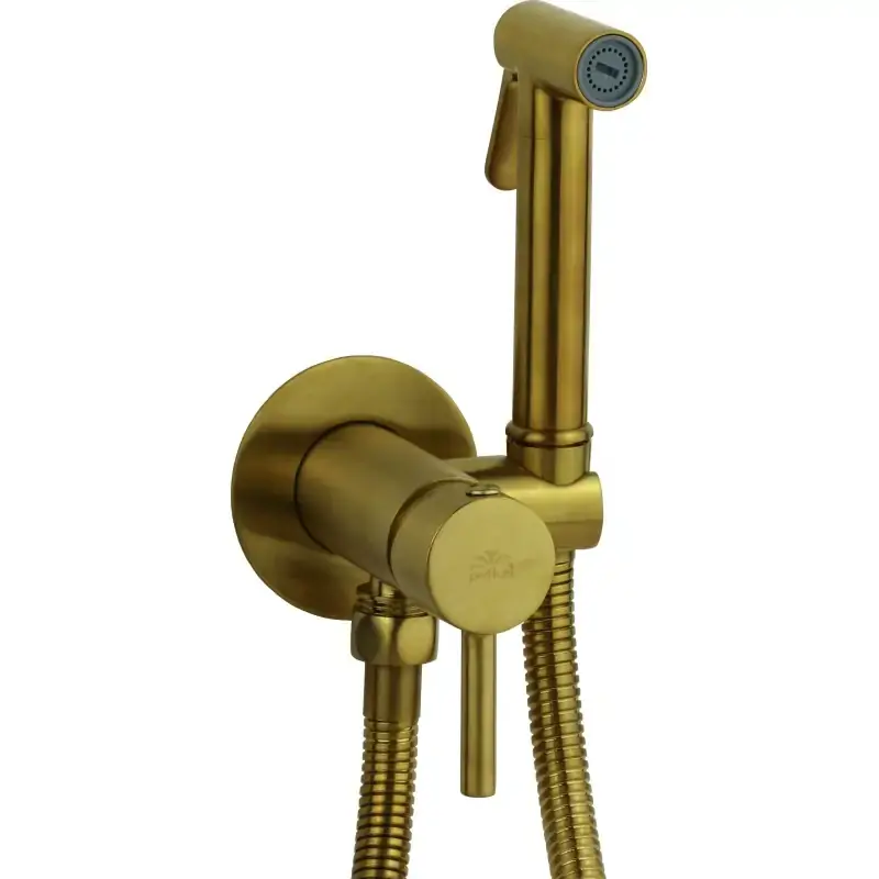 Spedizione Espresso Einbau-Bidetset aus gebürstetem Gold mit Mischbatterie und Dusche Paffoni ZDUP110HGSP