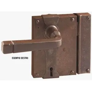 Serratura UTENSIL LEGNO modello FS198 destro entrata 55mm completa di chiave cifrata con abbinata maniglia 044 per serramento in ferro ruggine Nuova Collezione